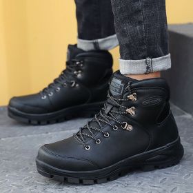 Large Size Winter Men's Shoes High-top Cotton Boots Plus Velvet To Keep Warm (Option: Black-43)