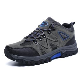 Outdoor Hiking Waterproof Non-slip Low-cut Hiking Shoes (Option: Grey blue-47)