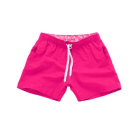 Beach Pants Men's Shorts Summer Surf Pants (Option: Rose Red-M)