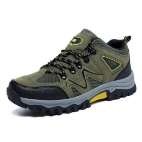 Outdoor Hiking Waterproof Non-slip Low-cut Hiking Shoes (Option: Army Green-47)