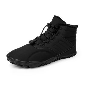 Fleece-lined Warm Five-finger Outdoor Sports Cotton Shoes Boots Wear-resistant Non-slip (Option: Black-36)