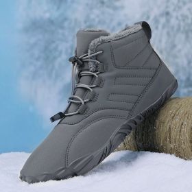 Fleece-lined Warm Five-finger Outdoor Sports Cotton Shoes Boots Wear-resistant Non-slip (Option: Gray-37)