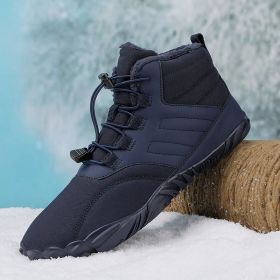 Fleece-lined Warm Five-finger Outdoor Sports Cotton Shoes Boots Wear-resistant Non-slip (Option: Blue-40)